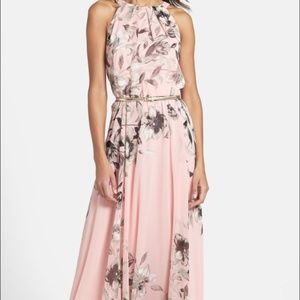 Belted Chiffon Maxi Dress